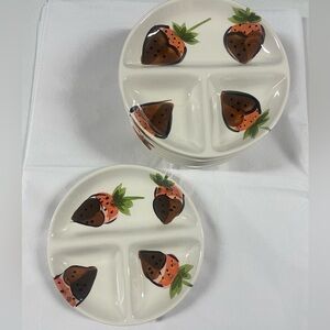 8 Strawberry Design Divided Plates Kitchen prep 101
